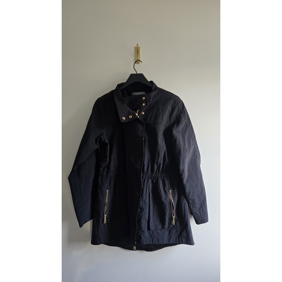Tart Collections Jackets & Blazers - Tart Collection Black Utility Jacket Gold Zip Pockets Lightweight Women's Coat L